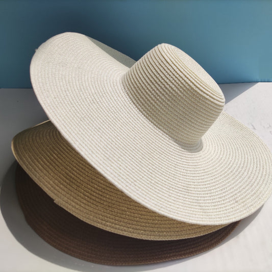 Sombrero de Paja para Mujer de Ala Ancha (14CM) – Protección Solar, Ligero y Perfecto para la Playa